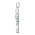 Sterling Silver Natural Blue Aquamarine and Diamond Pendant by Fine Color Jewels