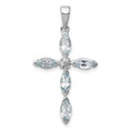 Sterling Silver Natural Blue Aquamarine and Diamond Pendant by Fine Color Jewels
