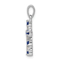 Sterling Silver Natural Blue Sapphire and Diamond Cross Pendant by Fine Color Jewels