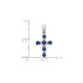 Sterling Silver Natural Blue Sapphire and Diamond Cross Pendant by Fine Color Jewels