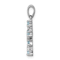 Sterling Silver Natural Blue Sky Blue Topaz and Diamond Cross Pendant by Fine Color Jewels