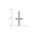 Sterling Silver Natural Blue Sky Blue Topaz and Diamond Cross Pendant by Fine Color Jewels