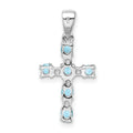 Sterling Silver Natural Blue Sky Blue Topaz and Diamond Cross Pendant by Fine Color Jewels