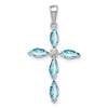 Sterling Silver Natural Blue Sky Blue Topaz and Diamond Pendant