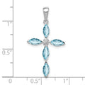 Sterling Silver Natural Blue Sky Blue Topaz and Diamond Pendant by Fine Color Jewels