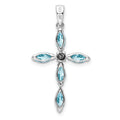 Sterling Silver Natural Blue Sky Blue Topaz and Diamond Pendant by Fine Color Jewels