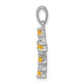 Sterling Silver Natural Citrine and Diamond Cross Pendant by Fine Color Jewels