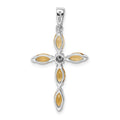 Sterling Silver Natural Citrine and Diamond Pendant by Fine Color Jewels