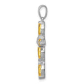Sterling Silver Natural Citrine and Diamond Pendant by Fine Color Jewels