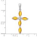 Sterling Silver Natural Citrine and Diamond Pendant by Fine Color Jewels