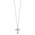 Sterling Silver Natural Diamond and Sapphire Cross Necklace by Fine Color Jewels