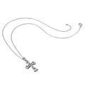 Sterling Silver Natural Diamond and Sapphire Cross Necklace by Fine Color Jewels