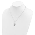 Sterling Silver Natural Diamond and Sapphire Cross Necklace by Fine Color Jewels