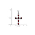 Sterling Silver Natural Garnet and Diamond Cross Pendant by Fine Color Jewels