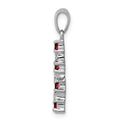 Sterling Silver Natural Garnet and Diamond Cross Pendant by Fine Color Jewels