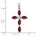 Sterling Silver Natural Garnet and Diamond Pendant by Fine Color Jewels