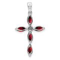 Sterling Silver Natural Garnet and Diamond Pendant by Fine Color Jewels