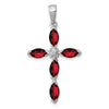 Sterling Silver Natural Garnet and Diamond Pendant