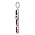 Sterling Silver Natural Garnet and Diamond Pendant by Fine Color Jewels