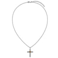 Sterling Silver Natural Garnet Cross Extension Necklace by Fine Color Jewels