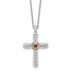 Sterling Silver Natural Garnet Cross Extension Necklace