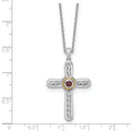 Sterling Silver Natural Garnet Cross Extension Necklace by Fine Color Jewels