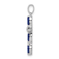 Sterling Silver Natural Sapphire and Diamond Pendant by Fine Color Jewels