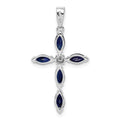 Sterling Silver Natural Sapphire and Diamond Pendant by Fine Color Jewels