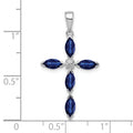 Sterling Silver Natural Sapphire and Diamond Pendant by Fine Color Jewels