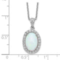 Sterling Silver Opal Oval Halo 18 Inch Cubic Zirconia Necklace by Fine Color Jewels