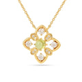 Sterling Silver Peridot Quatrefoil Pendant Necklace by Fine Color Jewels