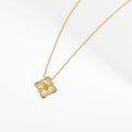 Sterling Silver Peridot Quatrefoil Pendant Necklace by Fine Color Jewels