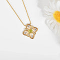 Sterling Silver Peridot Quatrefoil Pendant Necklace by Fine Color Jewels