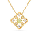 Sterling Silver Peridot Quatrefoil Pendant Necklace by Fine Color Jewels