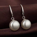 Sterling Silver Plated Pearl Drop Hoop Earrings by DailySale