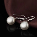 Sterling Silver Plated Pearl Drop Hoop Earrings by DailySale