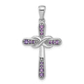 Sterling Silver Rhodium-plated Amethyst Infinity Cross Pendant by Fine Color Jewels