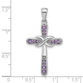 Sterling Silver Rhodium-plated Amethyst Infinity Cross Pendant by Fine Color Jewels
