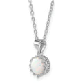 Sterling Silver Rhodium-plated Polished Created Opal Necklace by Fine Color Jewels