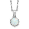 Sterling Silver Rhodium-plated Polished Created Opal Necklace