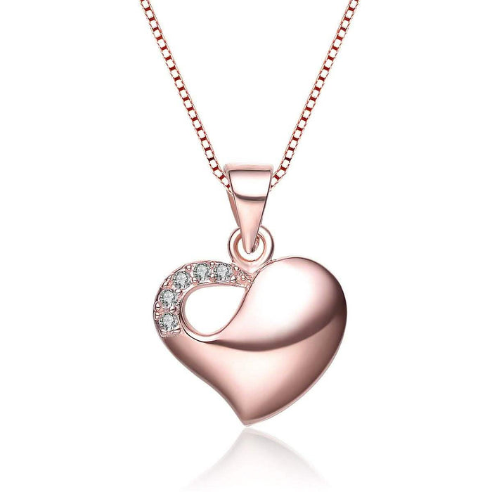 Sterling Silver Rose Heart Necklace by DailySale