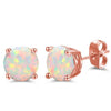 Sterling Silver Round Cut White Opal Studs