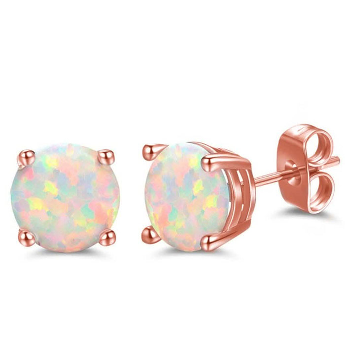 Sterling Silver Round Cut White Opal Studs by DailySale
