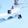 Sterling Silver Sapphire Diamond Cut Earring by DailySale