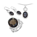 Sterling Silver Smoky Quartz Sets by Fine Color Jewels