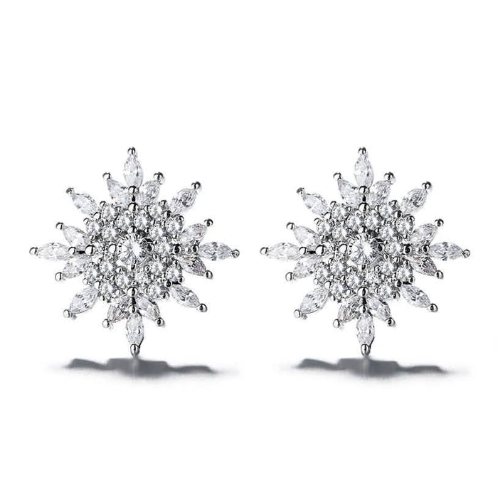 Sterling Silver Starburst Stud Earrings With Swarovski Crystals by DailySale