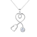 Sterling Silver Stethoscope Heart Pendant Necklace With Swarovski Crystals by DailySale