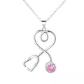 Sterling Silver Stethoscope Heart Pendant Necklace With Swarovski Crystals by DailySale