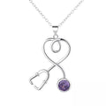 Sterling Silver Stethoscope Heart Pendant Necklace With Swarovski Crystals by DailySale