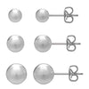 Sterling Silver Trio Ball Stud Earrings Set